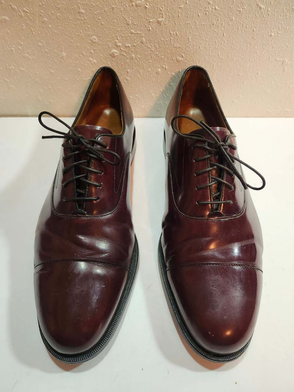 Cole Haan Men's Burgundy Leather Cap Toe Oxford Dress Shoes